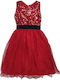 Children's Dress Sleeveless with Sequins Red, Black