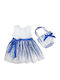 Children's Dress Sleeveless White, Blue