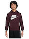 Fleece Kids Sweatshirt with Hood and Pockets Burgundy Sportswear Club