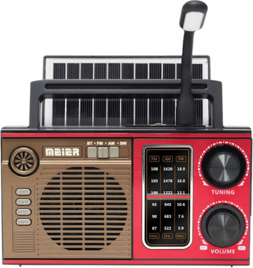 M-538BTS Retro Φορητό Ραδιόφωνο Ηλιακό με Bluetooth και USB Κόκκινο