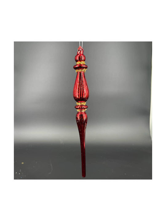 Hanging Stalactite Ornament Glass Red