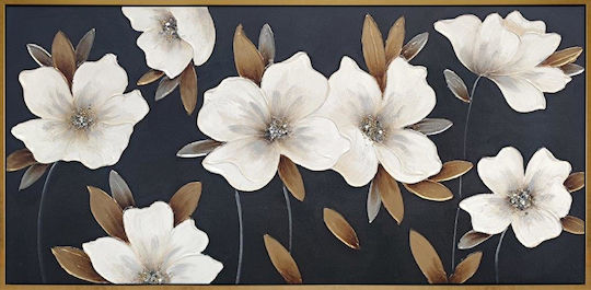 Karvounis Canvas Painting Flowers Gold Frame 62x122x4.5cm Bd23b039a-2a