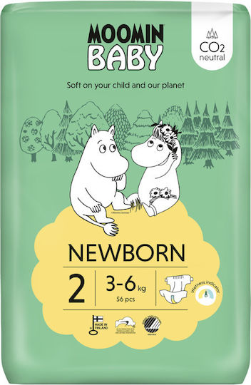 Moomin Baby Πάνες με Αυτοκόλλητο No. 2 για 3-6kg 56τμχ