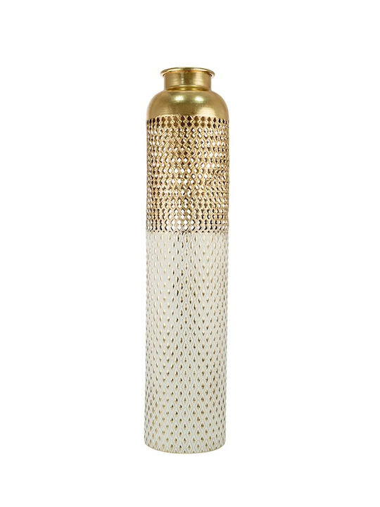Vază de podea din metal alb auriu perforat 15.8x15.8x70cm Ideahome 24.13.50612