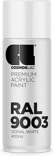 Cosmos Lac Spray Paint Acrylic with Metallic Effect White RAL 9003 SIGNAL WHITE 400ml