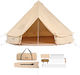 Vevor Σκηνή Camping Teepee Μπεζ 4 Εποχών για 6 Άτομα 400x400x250εκ.
