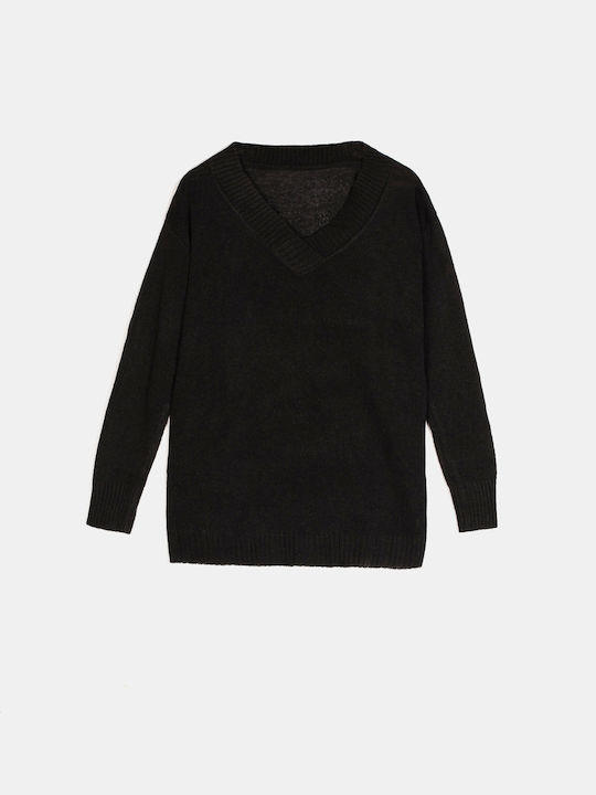 Langarm-Strickpullover Schwarz Schwarz