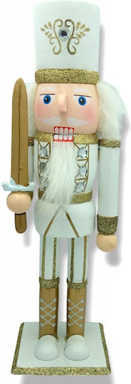 Decorativ Nutcracker de Crăciun Lemn Alb Înălțime 30cm.