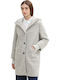 Gelockt Damen White Black Boucle Mantel mit Knöpfen