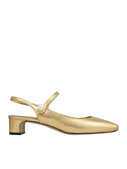 Pantofi balerini pentru femei Slingback in Auriu Culori