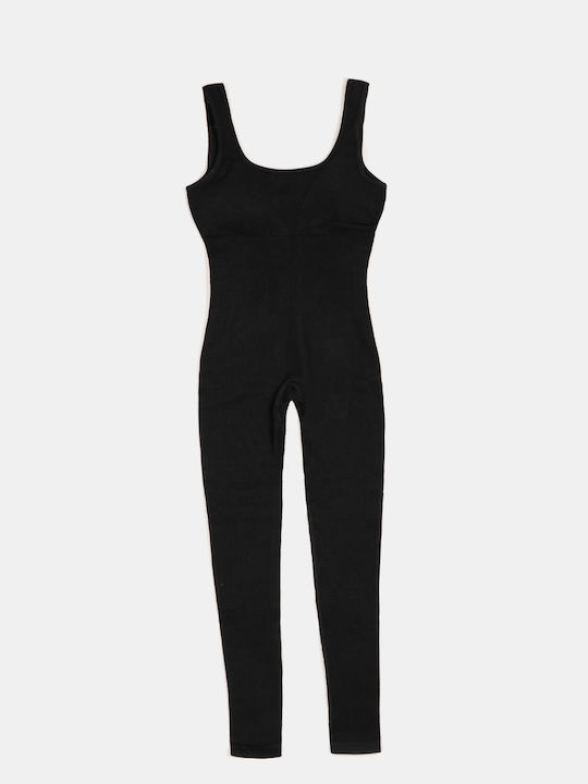 Fitted One-piece Jumpsuit Wide Strap Black Black