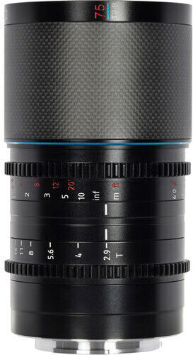 Sirui Full Frame Camera Lens Saturn 75mm T2.9 1.6x Carbon Fiber Full-Frame Anamorphic Fixed for Sony E Mount Black