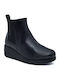 Leder Stiefeletten Damen Schwarz