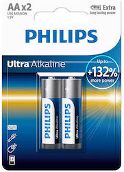 Set 2 Philips Lr6 Aa Ultra Alkaline Batteries