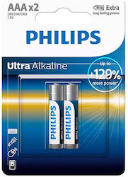 Set 2 Philips Lr03 Aaa Ultra Alkaline Batteries