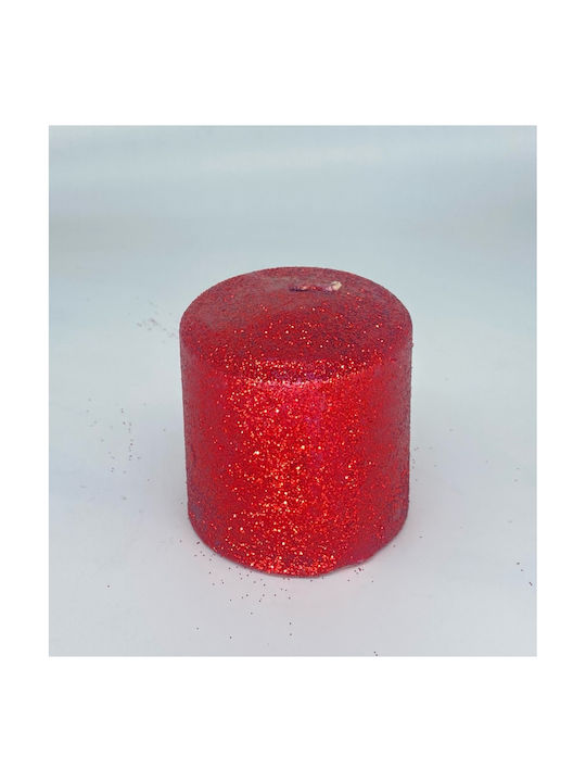 Red Glitter Cylinder Candle 6cm