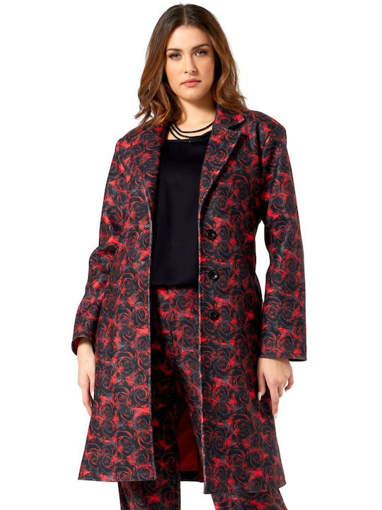 Damen Rot Mantel mit Gürtel
