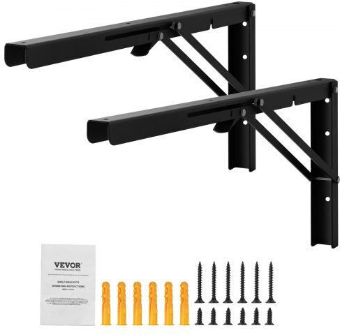 Πτυσσόμενα Ράφια Vevor 24” 2τμχ Αντοχή 300lbs Μαύρα Ατσάλινα Στηρίγματα Sjzjgbzjyghw9scuqv0