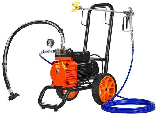 Pompă de Vopsea cu Diafragmă pentru Suprafețe Mari 1100 W Putere 2 L Min 138 Bar 9 M Lungime Furtun 2 Roți Mari