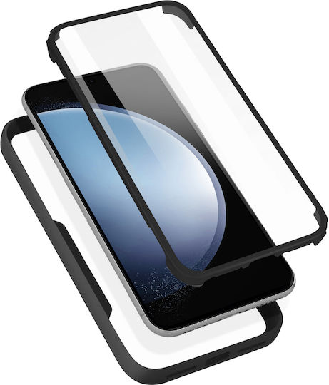Carcasă transparentă pentru spate Oppo Reno 8 Lite 5G și film polimeric contur din silicon negru