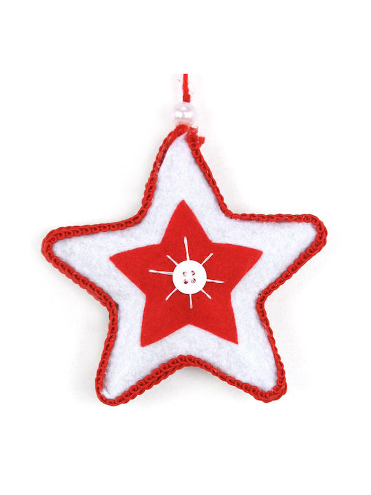 Hanging Ornament Star Fabric White