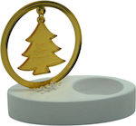 Makwedding Christmas Ceramic Gold Candlestick