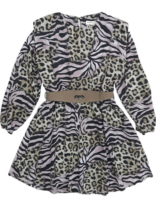 Evita Rochie pentru fete Black Pink Leopard