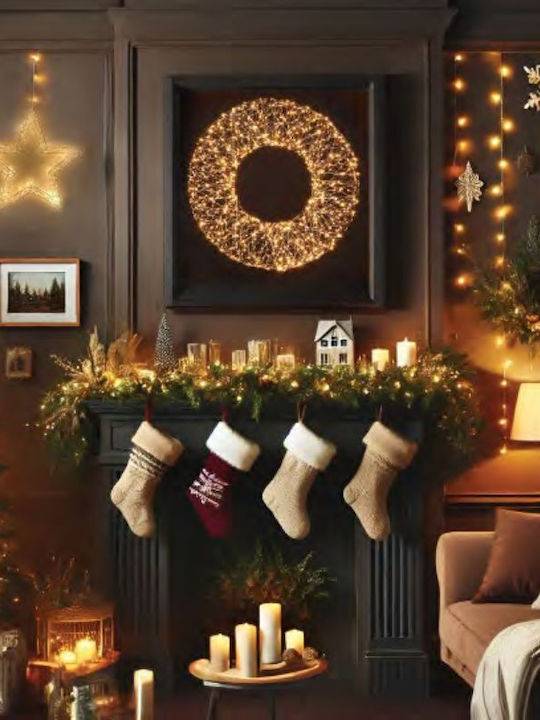 Lucas Christmas Metal Lighted Decorative Wreath Electric Powered 60cm