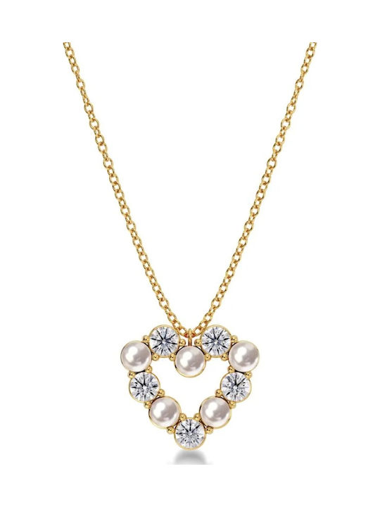 Edblad Necklace with design Heart from Gold Plated Steel with Pearls