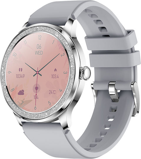 Smartwatch Idealstore Ladywatch Call Notification Call Rejection Message Notification Display Health Monitoring Pedometer Sports Modes Sleep Analyzer Weather Forecast Temperature Sensor Sedentary Reminder Silver Color