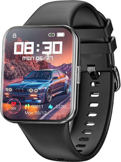 Idealstore Novodue Smartwatch Apel Bluetooth Muzică Bluetooth Notificări SMS Aplicații Sociale Monitorizare Sănătate EKG 20 Moduri Sport Memento-uri Sedentare Rezistent la Apă IP67 Silicon Negru