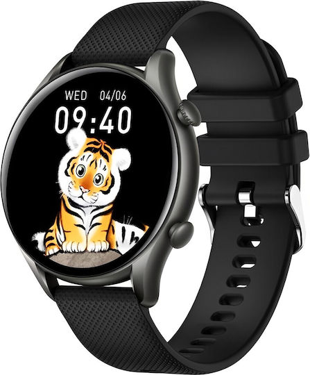 Smartwatch Tirana Fashion Idealstore Ecran Tactil Complet IPS Monitorizare Ritm Cardiac Monitorizare Tensiune Arterială Monitorizare Saturație Oxigen Somn Vreme Multi-sport Notificări Apeluri SMS Social Media IP67 Baterie de Lungă Durată Ediție Neagră