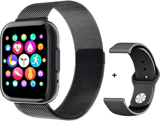 Times Collection Smartwatch Idealstore 1.55 Inch Touch Screen Bluetooth Call Answering Message Social Media Notifications Sleep Monitoring Blood Pressure Multi-sport Android-iOS Black Edition Includes 2 Bands