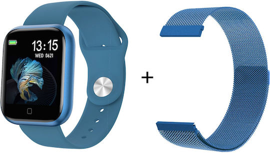 Cristal Time 80 Smartwatch Fashion 1.3 Inch IPS Color TFT Display Heart Rate Measurement Sleep Monitoring Music Photos Reminder Blue