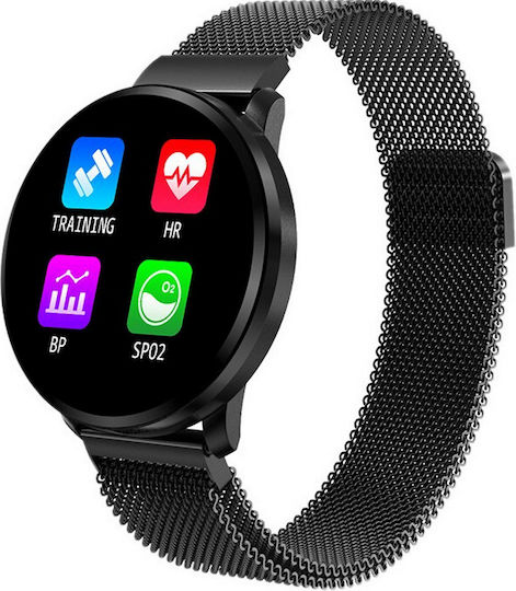 Brățară Fitness Smartwatch Ecran Complet 68 Brățară Metalică Magnetică Monitorizare Ritm Cardiac Monitorizare Somn Tensiune Arterială Apeluri Notificări Facebook Sms Rezistent la Apă Ip67 Ecran Tactil Complet 1.23 Negru