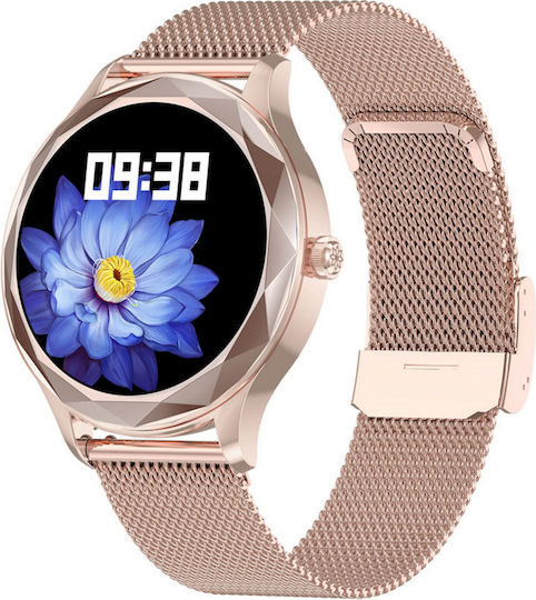 Smartwatch Colecția Diamond Suprem Idealstore Display 1.09 Inch Notificări Apel Mesaje Bluetooth Monitorizare Ritm Cardiac Somn Multi-sport Rezistent la Apă IP67 Alarmă Android-iOS Durată Lungă de Viață a Bateriei Ediția Metal Aur