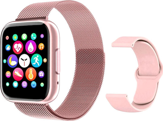 Smartwatch T99 Newgeneration Idealstore Pink 2 Straps 1.55 Inch Hd Display Custom Dial Waterproof Bluetooth Call Smart Sedentary Reminder Smart Moments Health Monitoring Oximeter Pedometer