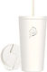 Cool'NMore Ποτήρι Θερμός Ανοξείδωτο / Πλαστικό BPA Free 350ml Λευκό με Καλαμάκι