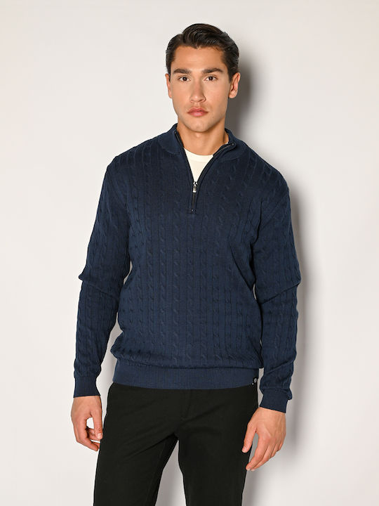 Sogo Sogo Herrenblusen Langarm Pullover Marineblau
