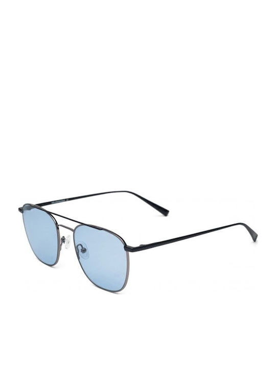 Kreuzbergkinder Xavi Unisex Sunglasses with Black Metal Frame and Light Blue Lens Xavi c4