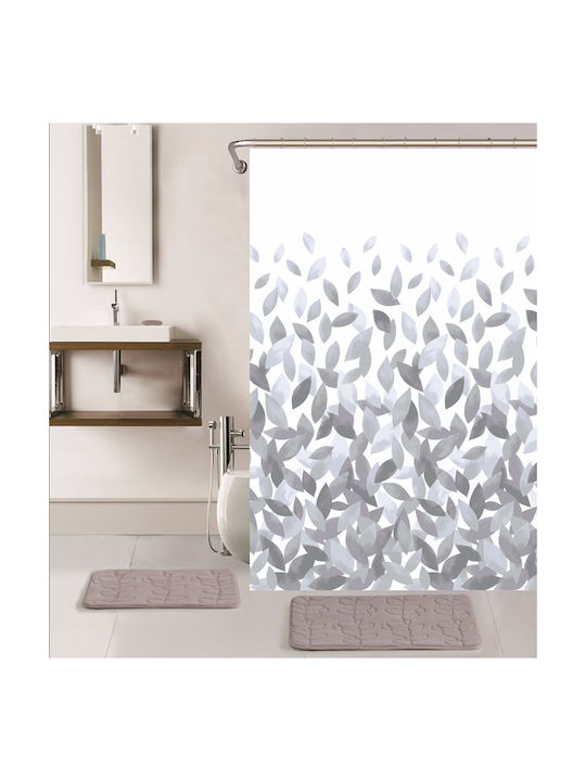 Flamingo Leafs Shower Curtain 180x200cm Grey