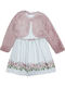 Girls Dress Short Sleeve with Coat Ecru Pink