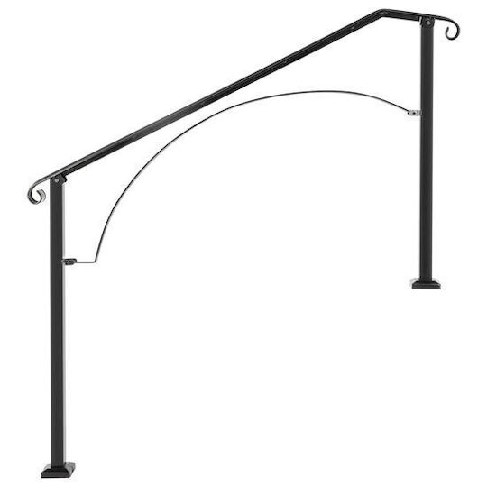 Schmiedeeiserne Geländer 4-5 Stufen Vivatechnix Höhe 1100 mm Länge 1694 mm Verstellbare Positionen Matt Schwarz