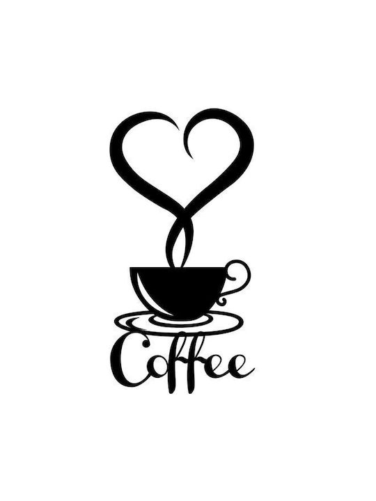 Decorațiune de Perete din Metal Krodesign Cană de Cafea Kro-1208 Dimensiune 60 Cm Negru Grosime 1.5 Mm