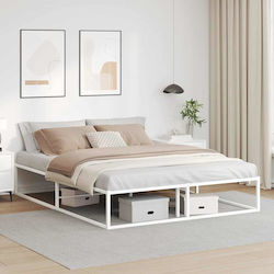 Vidaxl Πλαίσιο Κρεβατιού Χωρίς Στρώμα Λευκό 160x200cm Μεταλλικό 1 Τεμ Διπλό Λευκό