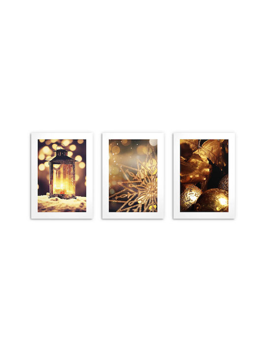 Elegant Christmas Posters Living Room Gold Wall Decorations 3x30x40