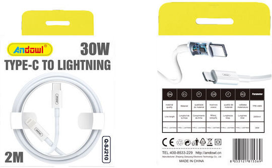 Andowl Charging Usb USB-C to Lightning Cable 30W 2m