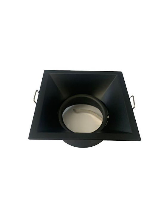 Reflectoare cu Ramă Pătrată Neagră Meyan-s Mr16 Culoare Neagră 90x90mm Aluminiu