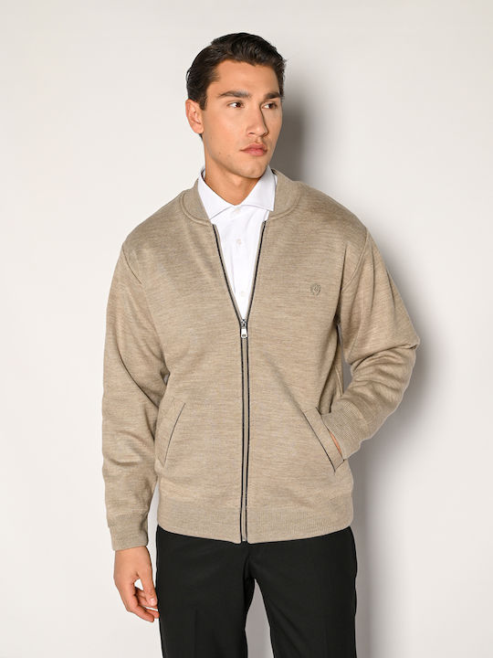 Sogo Men's Knitted Cardigan Beige