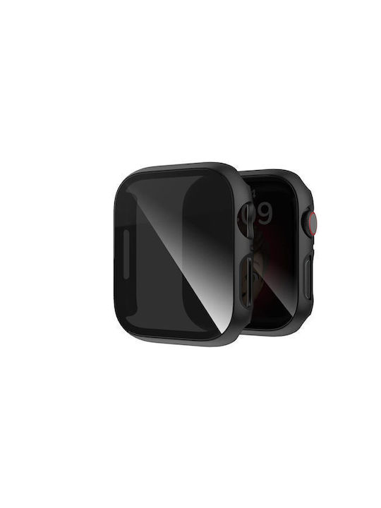 Privacy Glass+Case Пластмасов Калъф със Стъкло в Черен цвят за Apple Watch 38мм